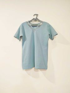 Lovely Powder-Blue Top With Net Detail