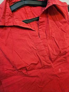 Sleeveless Red Collared Top