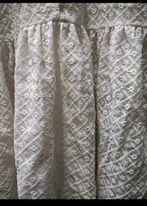 White Chikan Georgette Tunic Top