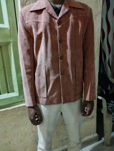 Stylish Men's Orange Corduroy Jacket
