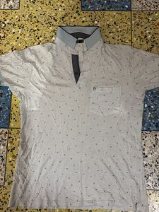 Men's Grey Printed Polo T-Shirt