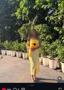 Chic Yellow Ruched Maxi Dress