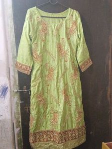 Beautifully Embellished Green Kurta