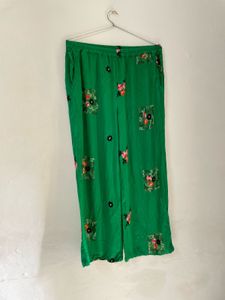 Vibrant Green Embroidered Palazzos