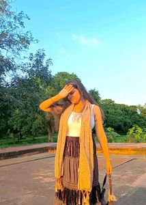 Bohemian Tiered Velvet & Cotton Skirt