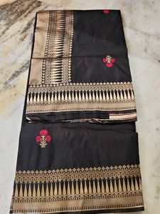 Black Saree with Gold Border