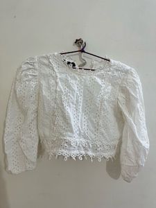 White Eyelet Crop Top