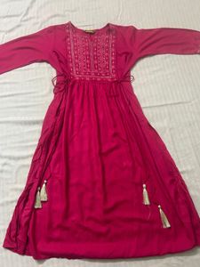 Pink Embroidered Kurta Dress