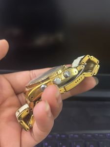Gold &amp; White Chronograph Watch