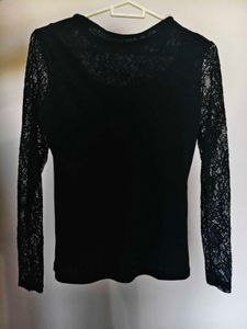 Elegant Black Lace Embellished Top