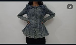 Washed Denim Peplum Jacket