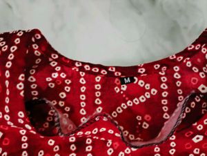 Stylish Red Bandhani Print Kurta