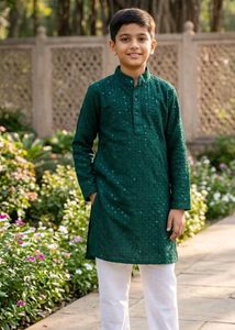 Green Embellished Kurta