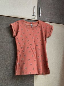 Coral Floral Print T-Shirt