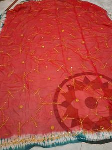 Elegant Red Embroidered odhna