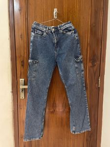 Blue Denim Cargo Jeans