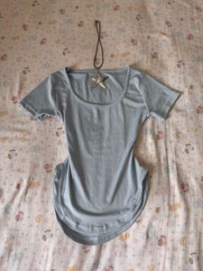 Light Blue Scoop Neck T-Shirt