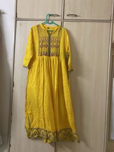 Vibrant Yellow Embroidered Kurta