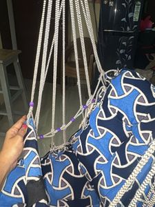Blue Patterned Baby Swing Seat