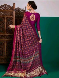 Beautiful Purple Modal ajrak Printed Saree