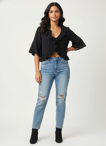 Kazo Ruffled Black Top