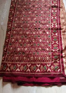 Maroon Embroidered Silk Saree
