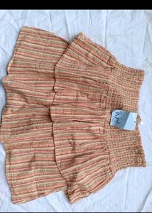 Boho Striped Smocked Waist Mini Skirt