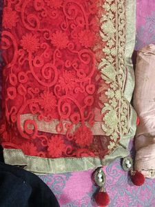 Girls Gown Red And Peach Colour