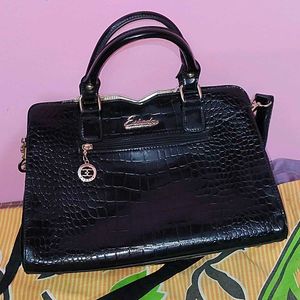 10"/7" Esbeda Sequin Black Handbag