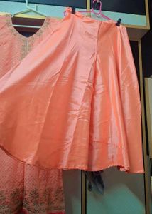 Peach Embroidery Plazo Set