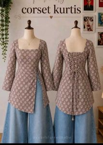 Black corset back Kurta with Square Neck