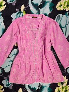 Pink Embroidered Kurta