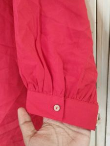 Vibrant Red Casual Blouse