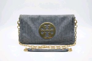Grey Textured Flap Shoulder Bag with Gold-Tone Cha
