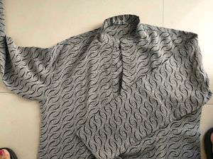 Stylish Grey Kurta with Wave Pattern