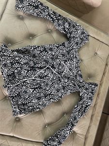Black &amp; White Printed Off-Shoulder Kurti