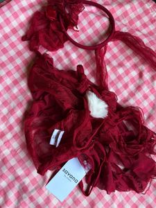 Sexy Red Lace Teddy Lingerie Set