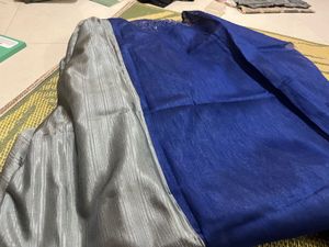 new saree grey with dark blue