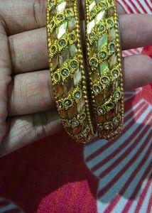 Golden Designer Kundan Style Bangle
