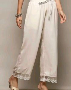 Elegant Lace Trim Palazzo Pants