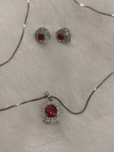 Diamond and ruby pendant set