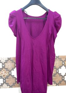 Purple Puff Sleeve Mini Dress