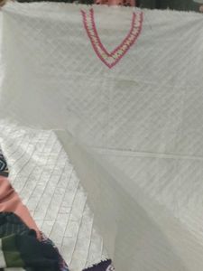 White Dress Material with Neck Design