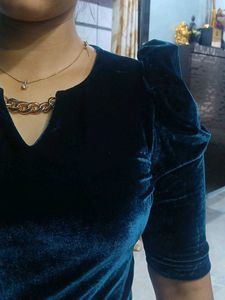Velvet Top with Gold Chain Detail
