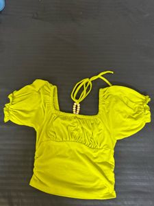 Neon Green Puff Sleeve Top