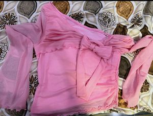 Sheer Pink Bow Detail Top