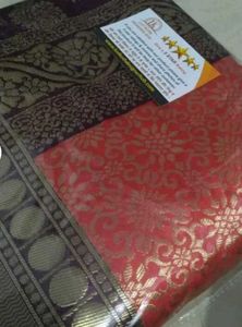 Pink &amp; Purple Border Banarasi Silk Saree