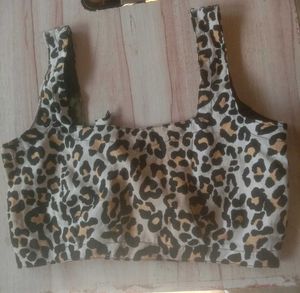 Leopard Print Blouse / Crop Top with Toe Back