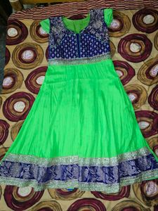 Parrot Green Ethnic Anarkali Kurti