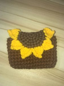customed name Handmade Crochet Sunflower Pouch